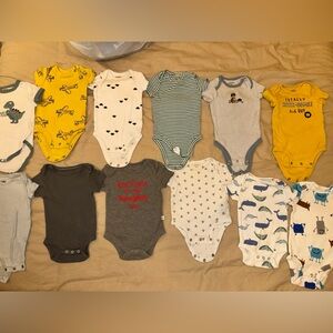 0-3 months boy clothes bundle long sleeve , short sleeve bodysuits, pants